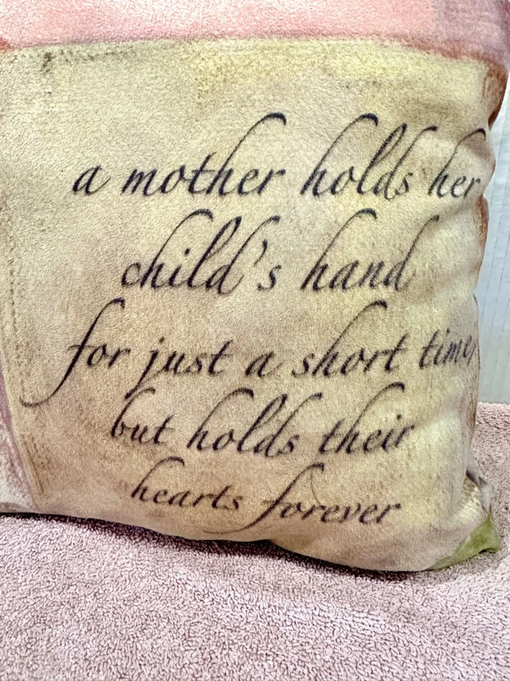 Mother’s Day Decorative Throw Pillow in Pink and Cream 14x14